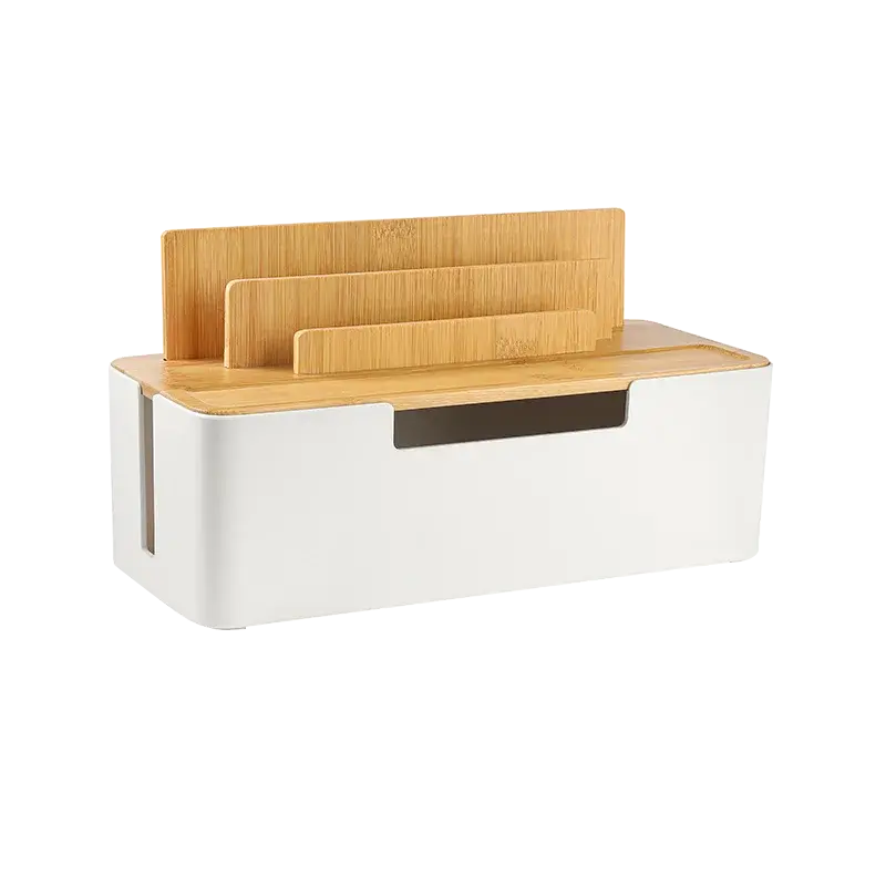 Boîte Organisateur de Câbles avec Support pour Téléphone et Tablette – Cache Multiprise Design HomeAstuce